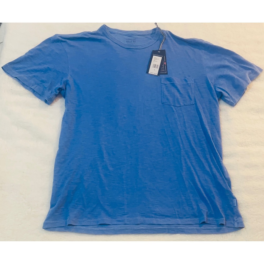 Vineyard Vines Mens Island Tee Bayside Blue Slub Pocket T-Shirt L